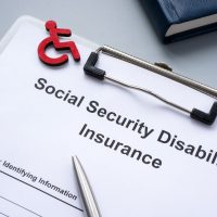 Clipboard with Social Security Disability Insurance SSDI policy.